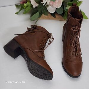 Brown Lace-Up Ankle Boots